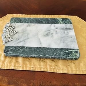 Arthur Court Elegant Marble stripes and Pewter Grapes/leafs Cheese Board 8"x11"